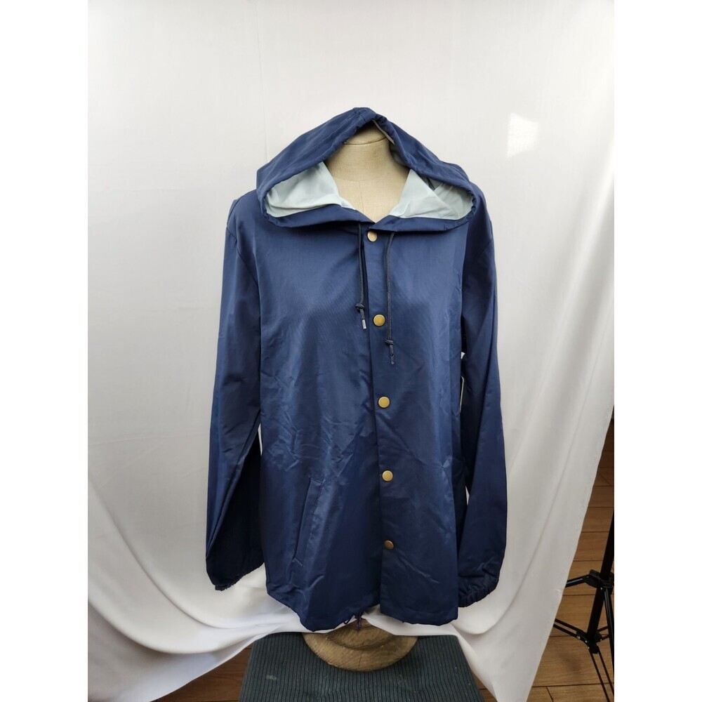 Independent Trading Co. Mens Water-Resistant Hooded Windbreaker - BLUE NWT